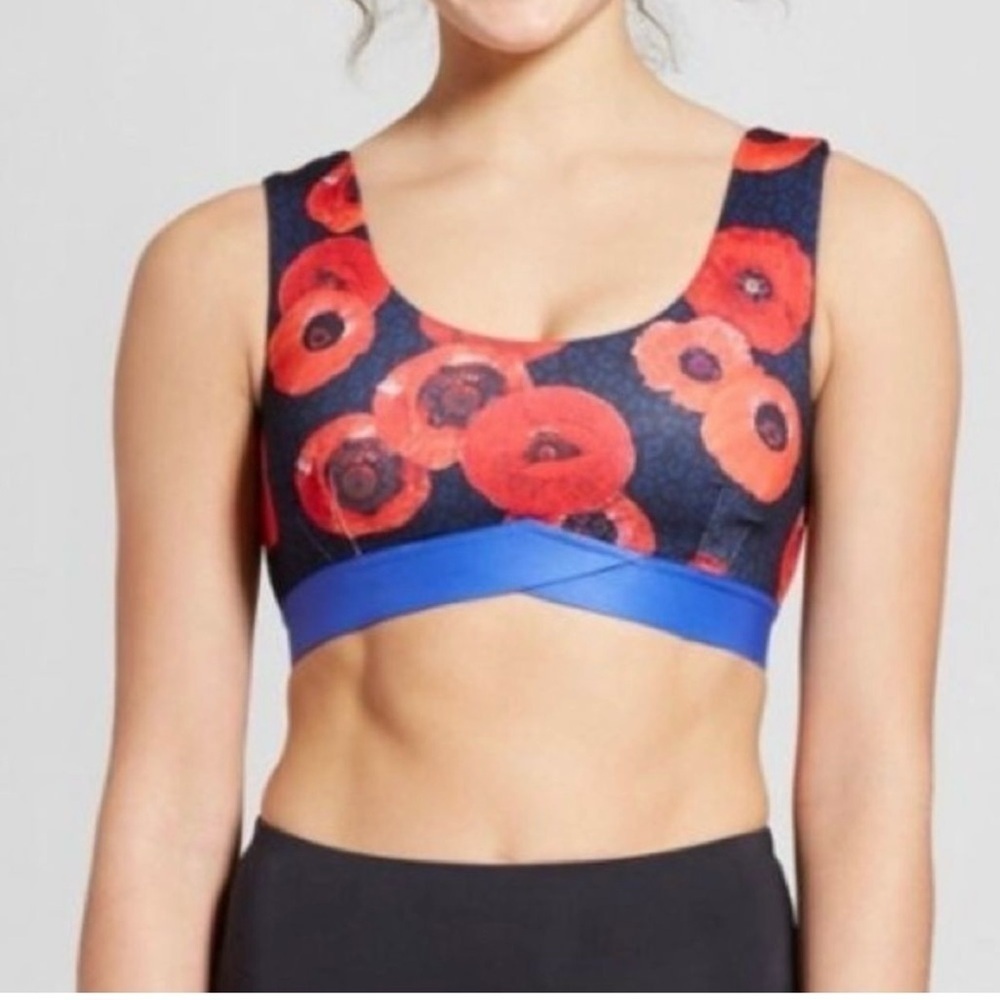NWOT JoyLab Red Floral Sports Bra